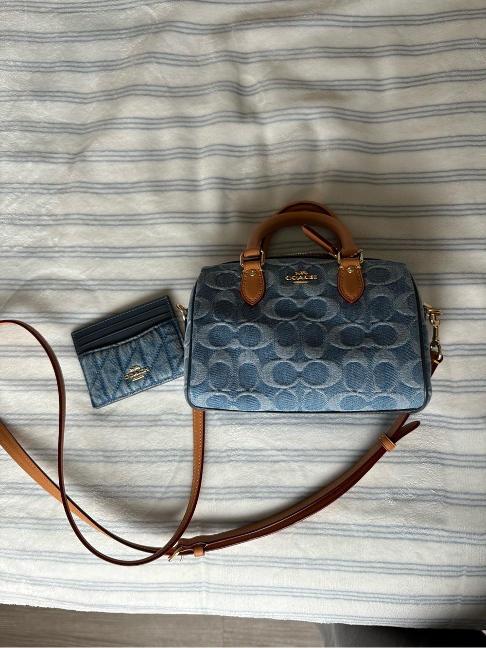 Coach Blue Denim Mini Rowan Crossbody bag